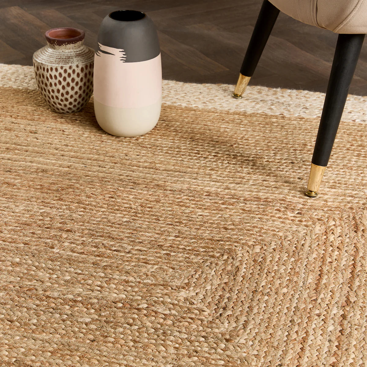Jute Border Natural White