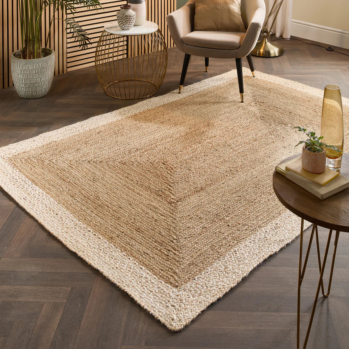 Jute Border Natural White